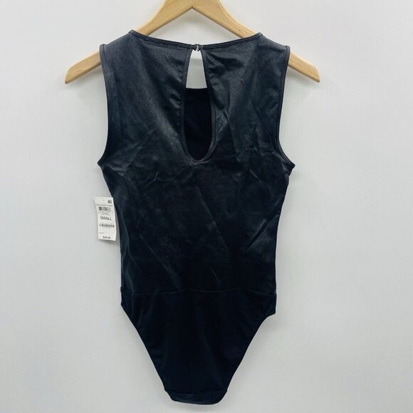 INC International Concepts Womens Small Faux Leather Bodysuit in Black $50 2467 - Picture 5 of 10